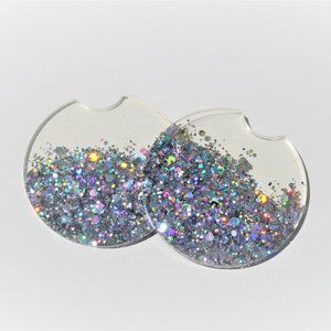 2 Car Coasters, Super Sparkly, Handmade, NEW